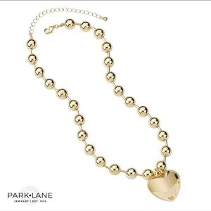 Park Lane DOLLY Necklace Gold Finish Puffed Heart Hollow Spheres Light weight